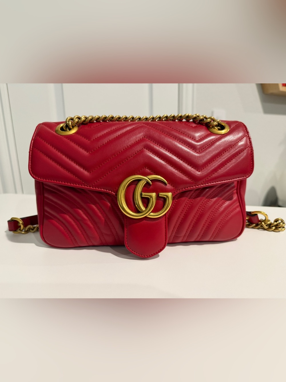 Gucci GG Marmont Small Matelassé Shoulder Bag – Red Leather